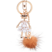 Fashion fur Handbag keychain pearl doll fur ball key chain